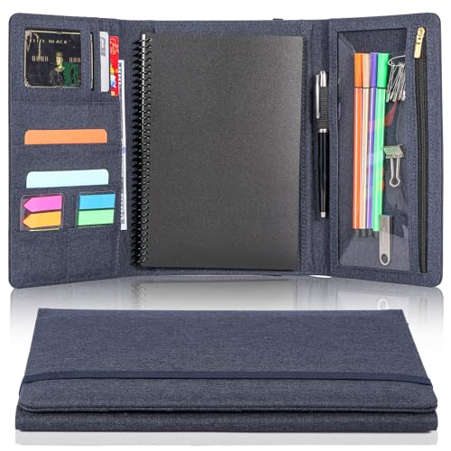 Ditiord Schutzhülle für Rocketbook Fusion Executive-Größe, Multi-A5-Format, Notizbuchhülle mit Stifthalter, Handyfach, Reißverschlussfach, Visitenkartenhalter, 22,4 x 15,2 cm, Blau von Ditiord