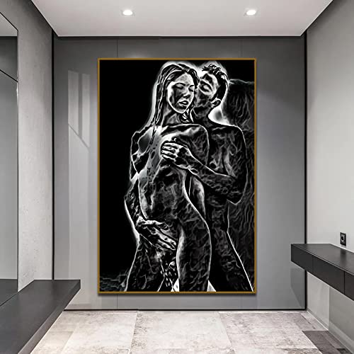 Dittelle Männer & Frauen Leinwand Malerei Abstrakte Liebe Poster und Drucke Schlafzimmer Nacht Wandkunst Dekoration Ölgemälde Bilder 40x60cm Rahmenlos von Dittelle