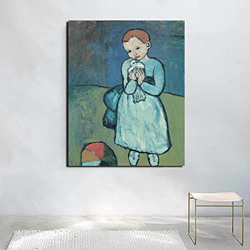 Kind mit einer Taube Pablo Picasso Leinwand Gemälde Drucke Wohnzimmer Dekoration Wandkunst Ölgemälde Poster Bilder 50 x 75 cm rahmenlos von Dittelle