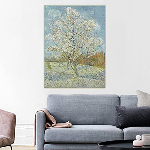 Leinwandbild Van Gogh《The Pink Peach Tree 1888》Leinwand Ölgemälde Berühmtes Poster Bild Wanddekoration Wohnzimmer Dekoration 50x75cm Rahmenlos von Dittelle