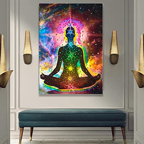 Sieben Chakren Poster Sieben Arten von Licht Balance Chakren Kunst Leinwand Gemälde Wohnkultur Für Wohnzimmer Wand Kunstdruck 50x70cm Rahmenlos von Dittelle