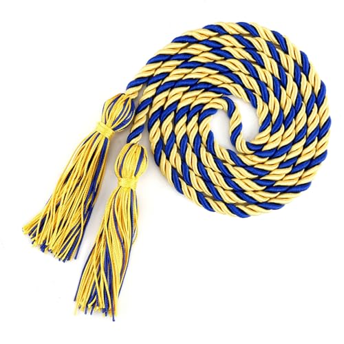 Blau Gold Abschlusskordel Kordeln für Abschluss 2024 Graduation Quaste Cord Honor Cords, 170,2 cm lange geflochtene Abschlussseile Schnüre für Abschlussdekorationen Junggesellenkleid, Master Doktoral von Diueoly