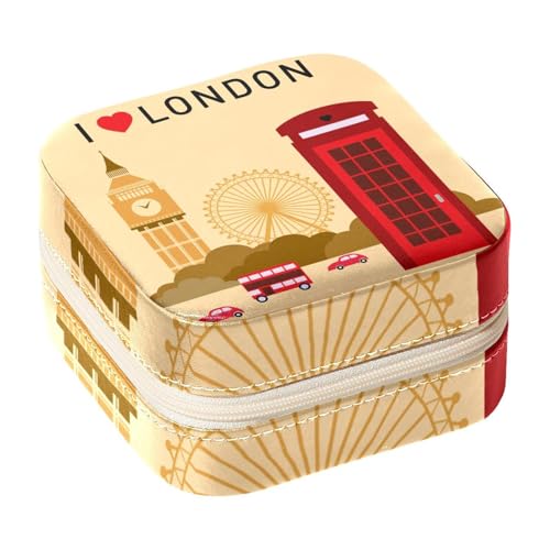 Diusye Kleine Schmuckschatulle für Ringe, Ohrringe, Halsketten, Armbänder, Armreifen, Mini-Reise-Schmuckkästchen, Organizer für Frauen und Mädchen, Geschenke – I Love London Symbole Big Ben von Diusye