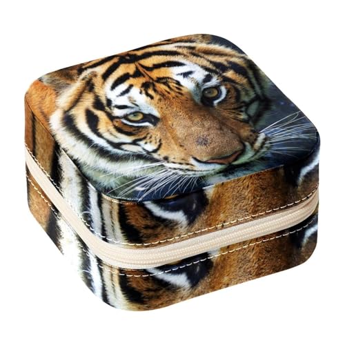 Diusye Kleine Schmuckschatulle für Ringe, Ohrringe, Halsketten, Armbänder, Armreifen, Mini-Reise-Schmuckkästchen, Organizer für Frauen und Mädchen, Geschenke – Tigertier von Diusye