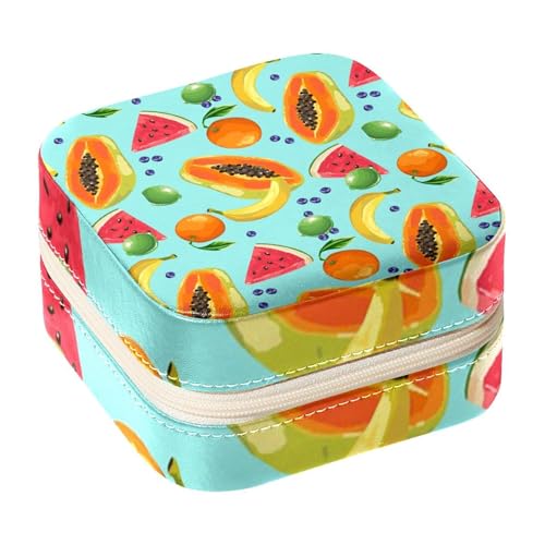 Diusye Kleine Schmuckschatulle für Ringe, Ohrringe, Halsketten, Armbänder, Armreifen, Mini-Reise-Schmuckkästchen, Organizer für Frauen und Mädchen, Geschenke – Wassermelone, Papaya, Banane, Zitrone, von Diusye