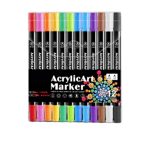 Diuyzoc Acryl-Marker-Set – bunte Marker mit Pinselspitze und Punktspitze für Steinmalerei, Bastelarbeiten, Kunstbedarf, kreative Stoffmarker für Kinder und Erwachsene von Diuyzoc