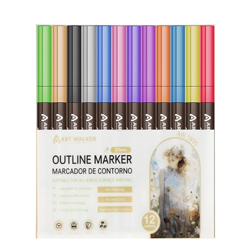 Farben Glitzer-Stift-Zeichenmarker, Kinder-Marker-Set für Grußkarten, inklusive Tragetasche mit Schnappverschluss, Glitterarty-Flüssiggelstifte, Set in verschiedenen glitzernden Farben, einfach zu ver von Diuyzoc