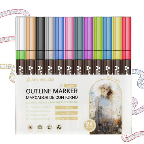 Farben Glitzer-Stift-Zeichenmarker, Kinder-Marker-Set für Grußkarten, inklusive Tragetasche mit Schnappverschluss, Glitterarty-Flüssiggelstifte, Set in verschiedenen glitzernden Farben, einfach zu ver von Diuyzoc