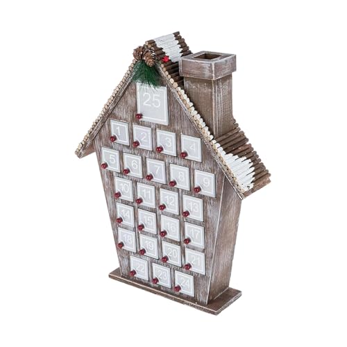 Holzhaus-Adventskalender | 24 Tage Countdown-Kalender | Weihnachts-Adventskalender | Weihnachts-Adventskalender | Charmanter Weihnachts-Countdown aus Holz | Ansprechendes Haus-Aussehen von Diuyzoc