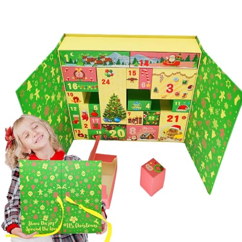 Weihnachts-Adventskalender, nachfüllbar, Countdown-Weihnachten, Zahlenboxen aus Pappe, Weihnachts-Adventskalenderbuch aus Holz, Weihnachts-Countdown-Adventskalender aus Holz, einfach zu bedienen, trag von Diuyzoc