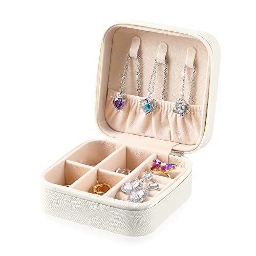 Divani Kleine Schmuckschatulle – Mini-Schmuck-Organizer aus Leder – Reise-Schmuckkästchen, tragbare Schmuck-Aufbewahrungsbox für Damen und Mädchen, Ohrringe, Ringe, Halsketten, Armbänder, Zubehör – von Divani