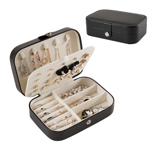 Reise-Schmuckschatulle für Frauen – kleiner Schmuck-Organizer, tragbarer Mini-Schmuckkoffer für Ohrringe, Ringe, Halsketten, Armbänder, kompakter Schmuckaufbewahrungshalter für Reisen und Ausstellen von Dixacyer