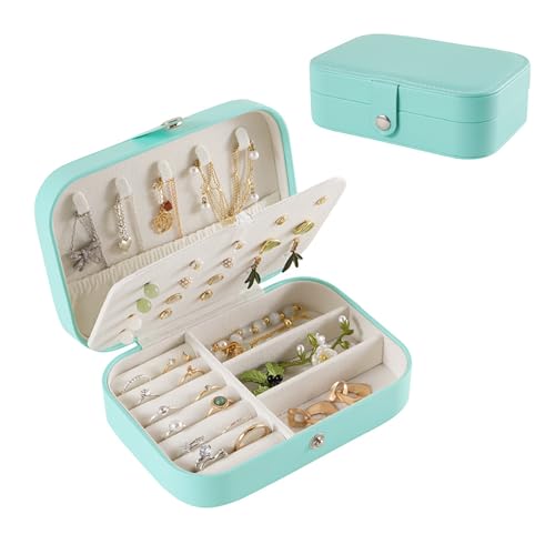 Reise-Schmuckschatulle für Frauen – kleiner Schmuck-Organizer, tragbarer Mini-Schmuckkoffer für Ohrringe, Ringe, Halsketten, Armbänder, kompakter Schmuckaufbewahrungshalter für Reisen und Ausstellen von Dixacyer