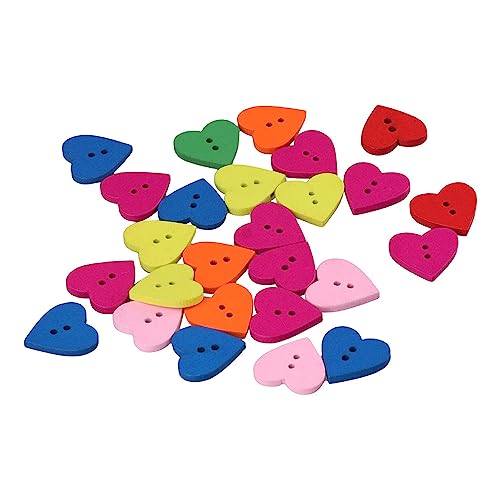 300 Stück farbige Holzknöpfe in Herzform, 2-Loch-Knöpfe, verwendet für Kleidung, Nähen, ClipArt, handgefertigte DIY-Dekoration von Diyfixlcd