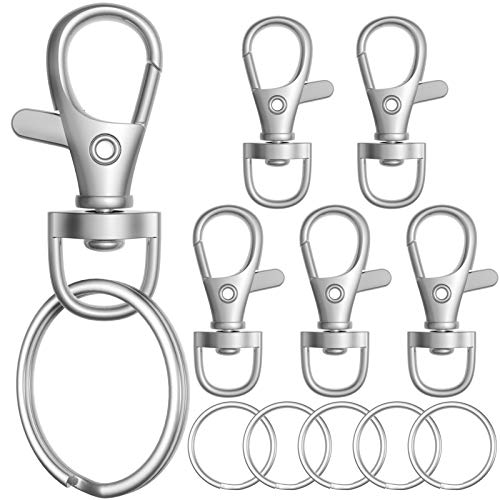 Metall-Karabinerverschlüsse mit Schlüsselring, Schlüsselanhänger-Ringe zum Basteln, Schlüsselschmuck, Bastelarbeiten, Schlüsselband-Clips, Karabinerhaken, Drehverschlüsse (Klauenverschluss 50 Stück + von Diyfixlcd