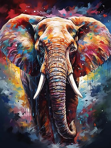 Diymood 5D Diamant Painting Kit Elefant - DIY Diamond Painting Buntes Bilder Zubehör für Runde Diamond Kreuzstich Stickerei - Dekorative Kunst für Büro und Zuhause - Wandbild 30x40 cm von Diymood