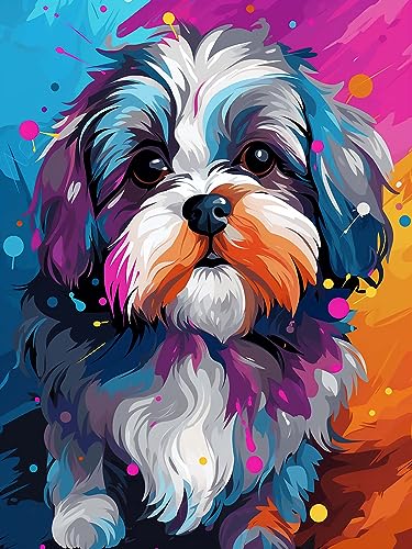 Diymood 5D Diamant Painting Kit Hund - DIY Diamond Painting Buntes Bilder Zubehör für Runde Diamond Kreuzstich Stickerei - Dekorative Kunst für Büro und Zuhause - Wandbild 30x40 cm von Diymood