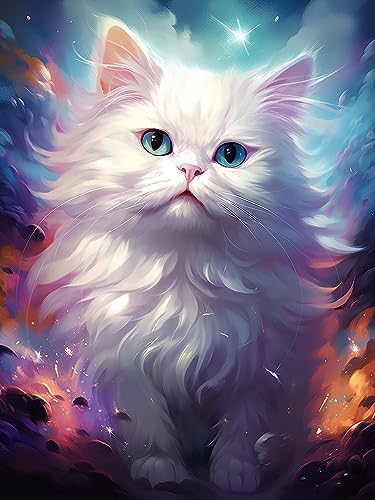 Diymood 5D Diamant Painting Kit Katze - DIY Diamond Painting Sternenhimmel Bilder Zubehör für Runde Diamond Kreuzstich Stickerei - Dekorative Kunst für Büro und Zuhause - Wandbild 30x40 cm von Diymood