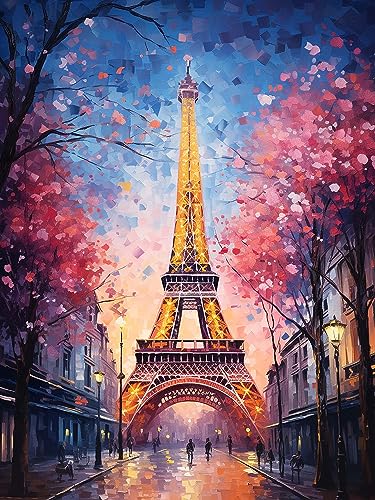 Diymood 5D Diamant Painting Kit Pariser Turm - DIY Diamond Painting Szenerie Bilder Zubehör für Runde Diamond Kreuzstich Stickerei - Dekorative Kunst für Büro und Zuhause - Wandbild 30x40 cm von Diymood