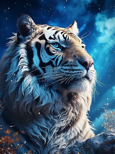 Diymood 5D Diamant Painting Kit Tiger - DIY Diamond Painting Tier Bilder Zubehör für Runde Diamond Kreuzstich Stickerei - Dekorative Kunst für Büro und Zuhause - Wandbild 30x40 cm von Diymood