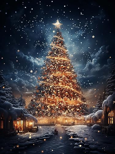 Diymood 5D Diamant Painting Kit Weihnachtsbaum - DIY Diamond Painting Weihnachtstag Bilder Zubehör für Runde Diamond Kreuzstich Stickerei - Dekorative Kunst für Büro und Zuhause - Wandbild 30x40 cm von Diymood