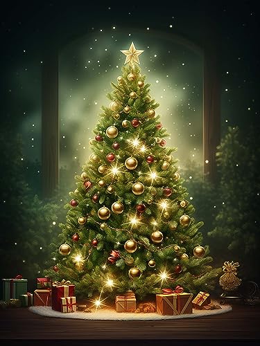 Diymood 5D Diamant Painting Kit Weihnachtsbaum - DIY Diamond Painting Weihnachtstag Bilder Zubehör für Runde Diamond Kreuzstich Stickerei - Dekorative Kunst für Büro und Zuhause - Wandbild 30x40 cm von Diymood