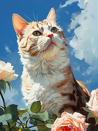 Diymood DIY Diamond Painting Katze Kit – 5D Diamant Bilder Blume für Erwachsene | Kunstvolle Strass Stickerei Sets für Home Dekoration | 30X40 cm Wanddekoration von Diymood