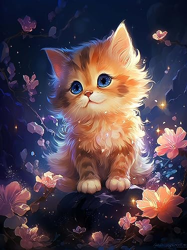 Diymood DIY Diamond Painting Katzen Kit – 5D Diamant Bilder Blume für Erwachsene | Kunstvolle Strass Stickerei Sets für Home Dekoration | 30X40 cm Wanddekoration von Diymood