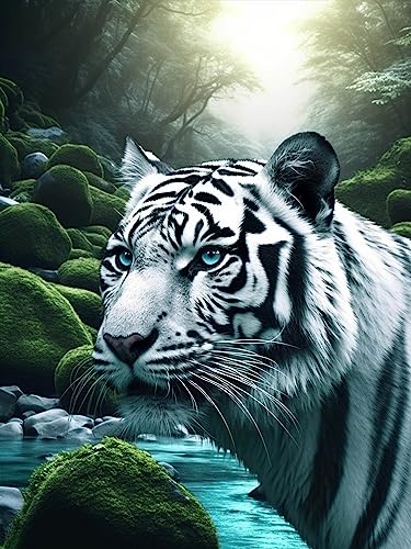 Diymood DIY Diamond Painting Tiger Kit – 5D Diamant Bilder Wald für Erwachsene | Kunstvolle Strass Stickerei Sets für Home Dekoration | 30X40 cm Wanddekoration von Diymood