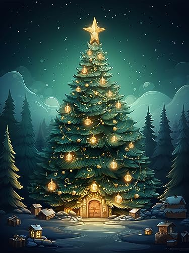 Diymood DIY Diamond Painting Weihnachtsbaum Kit – 5D Diamant Bilder Weihnachten für Erwachsene | Kunstvolle Strass Stickerei Sets für Home Dekoration | 30X40 cm Wanddekoration von Diymood