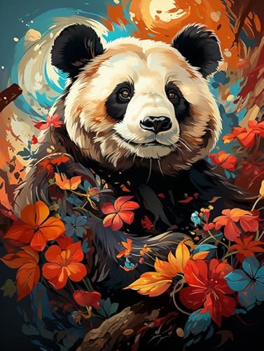 Diymood Goofong Diamond Painting Panda für Erwachsene - DIY 5D Diamant Malerei Ahornblatt Kit mit Vollbohrer, Runde Strasssteine, Kreuzstich, Mosaik Gemälde - Home Wand Dekor - 30x40cm von Diymood