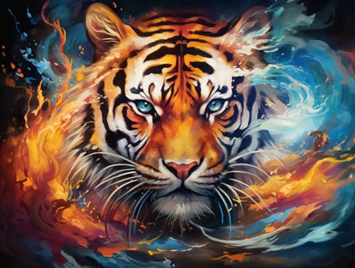 Diymood Goofong Diamond Painting Tiger für Erwachsene - DIY 5D Diamant Malerei Tier Kit mit Vollbohrer, Runde Strasssteine, Kreuzstich, Mosaik Gemälde - Home Wand Dekor - 30x40cm von Diymood