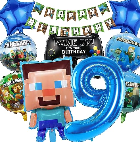 Minecraft Geburtstagsdeko 9 Jahre Geburtstag Deko Junge Minecraft Luftballon Geburtstag 9 Minecraft Deko Geburtstag Set 9 Geburtstagsdeko Junge 9 Jahre Minecraft Party Deko Tortendeko Kuchen Deko von Diyooisx