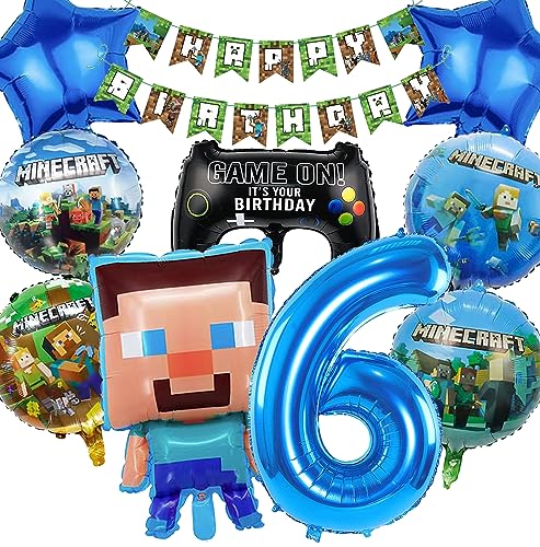 Miner Gamer Geburtstagsdeko 6 jahre junge Geburtstag Deko Junge Miner Gamer Luftballon Geburtstag 6 Junge Deko Geburtstag Set 6 Geburtstagsdeko Junge 6 Jahre Party Deko Tortendeko Kuchen Deko von Diyooisx