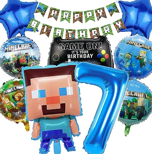 Miner Gamer Geburtstagsdeko 7 jahre Junge Geburtstag Deko Junge Miner Gamer Luftballon Geburtstag 7 Junge Deko Geburtstag Set 7 Geburtstagsdeko Junge 7 Jahre Party Deko Tortendeko Kuchen Deko von Diyooisx