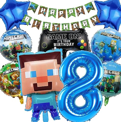 Miner Gamer Geburtstagsdeko 8 jahre Junge Geburtstag Deko Junge Miner Gamer Luftballon Geburtstag 8 Junge Deko Geburtstag Set 8 Geburtstagsdeko Junge 8 Jahre Party Deko Tortendeko Kuchen Deko von Diyooisx