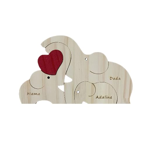 Diysupmkt Personalisierte Holzfiguren, Tierfamilien-Puzzle, handgefertigt, DIY, Familienname, personalisierte Puzzle-Skulpturen, Ornament für Zuhause, Schreibtischdekoration (Elefant (3 Stück) von Diysupmkt