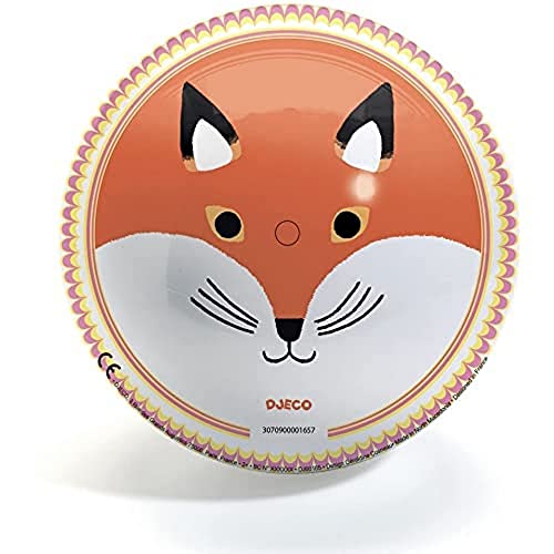 DJECO 30165 Pelota Bear & Fox Ø 22cm (Multiple 6 unid.) Spielzeugbälle, bunt von Djeco