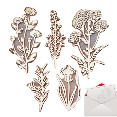 Djowyh Botanische Stempel | Pflanzenstempel | Dekorativer Vintage Blumen Holzstempel | Praktisches Blumenkunst-, Blumen- und Pflanzenstempel Set für Blumenkunsthandwerk von Djowyh