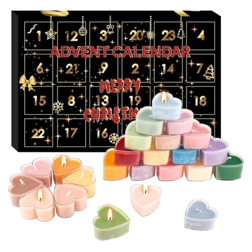 Djowyh Duftkerzen Adventskalender | Weihnachts Countdown Kalender Duftkerze - Aromatherapiekerze Weihnachts Countdown Kalender | Duftkerzen Set Für Freunde, Teenager, Nichten, Frauen von Djowyh