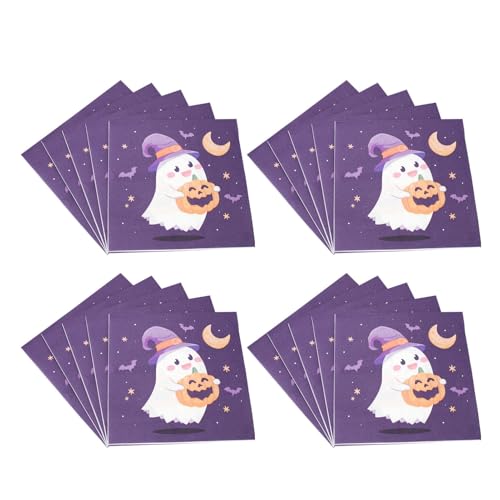 Djowyh Halloween-Servietten,Halloween-Papierservietten | 20X Halloween-Party-Cocktailservietten, dekorative Papierhandtücher | 6,5 x 6,5 Zoll dekorative Dessert-Dinner-Handserviette, von Djowyh