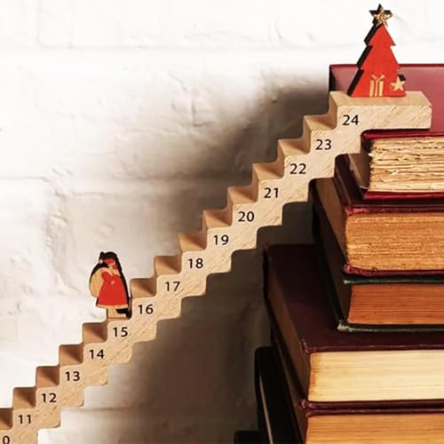 Djowyh Santa Climbing Staircase Countdown Kalender | Weihnachts Countdown Adventskalende - Holz Santa Staircase Adventskalender 2024 | Weihnachtsmann Klettertreppen Tischschild - Heimdekoration von Djowyh