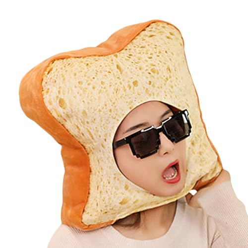 Djowyh Toastkostüm, Brotkostüm | Plüsch-Toast-Kostüm, Abschlussball-Kopfbedeckung - 35 cm großer, mit Brot gefüllter Hut, Cosplay-Partys, Fotoautomaten-Requisiten für Erwachsene und Kinder von Djowyh