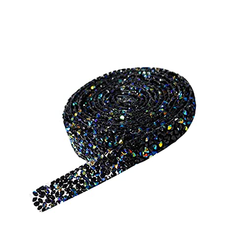 Dkings Selbstklebende Kristall Strass Diamant Band 1 Yard Strassband DIY Dekoration Aufkleber für Kunsthandwerk Event Auto Handy Dekoration 10mm Breite (Schwarz) von Dkings