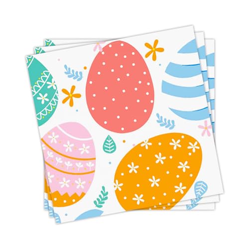 20 Stück Servietten Ostern - 33 x 33 cm Osterdeko Papierservietten Ostereier Servietten Frühling Ostern Party Servietten Deko für Kinder Erwachsene Ostern Dekoration Geburtstag Taufe von Dlicsy