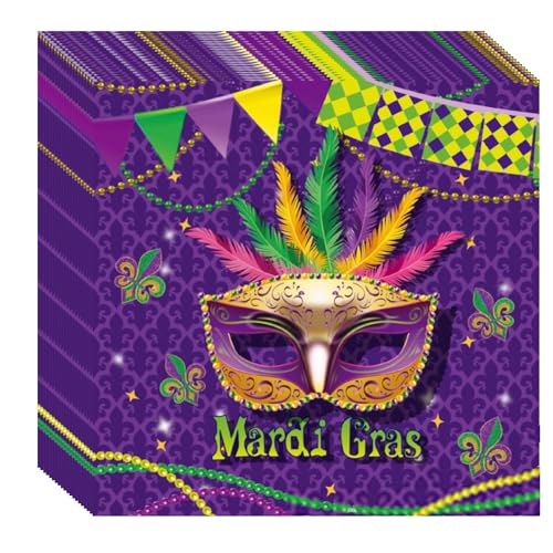 Violette Party-Servietten, Mardi Gras Maske, Tischdekoration, Seidenpapier, Cocktail-Servietten, Mardi Gras Papierservietten von Dlicsy