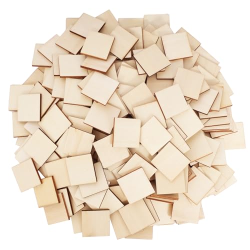 DLUSZERT 240 Stück Quadrate Holzscheiben zum Basteln, 2,5cm Quadratische Holzplättchen, Quadrat Unvollendete Holz Stücke, Naturholzscheiben Streudeko für Malerei DIY Handwerk Hochzeit Tischdeko von Dluszert