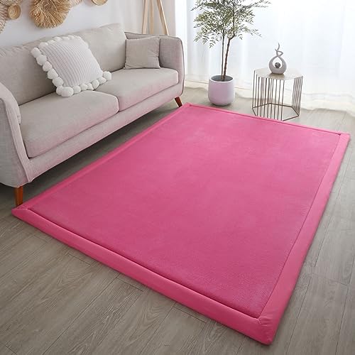 Dmkjdzsw Krabbelmatte für Baby, rutschfest, Kinderzimmerteppich, Korallensamt, 2 cm dick, Kinderteppich, Hot Pink, 150 x 150 cm von Dmkjdzsw