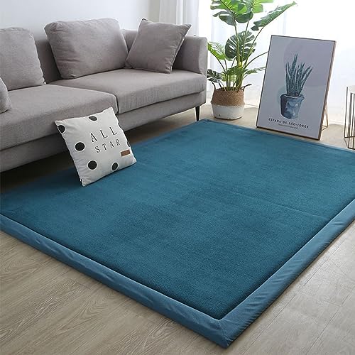 Dmkjdzsw Krabbelmatte für Baby, rutschfest, Kinderzimmerteppich, Korallensamt, 2 cm dick, Kinderteppich, Seeblau, 100 x 150 cm von Dmkjdzsw