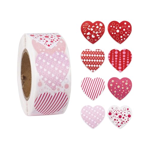 1000 Stück Herz Sticker, Herz Aufkleber Selbstklebend Herzform Etiketten Rolle, 2,5cm Liebe Sticker für Hochzeit Valentinstag Scrapbooking Geschenke DIY von Dmnnlp